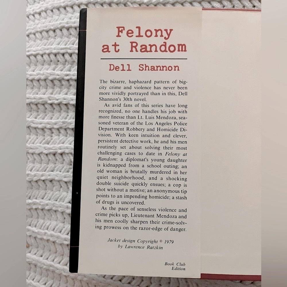 🖤Vintage Felony at Random Dell Shannon Mystery True Crime Novel Hardback Book🖤 - Picture 3 of 8